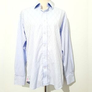 Visconti Roma Men Light Blue Paisley Diamond Shirt 2-Ply Mercerized Cotton SZ M